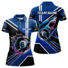 Load image into Gallery viewer, Blue 8 Ball Pool Billiard Shark Polo &amp; Quarter Zip Women Billiard Shirt Custom Shark Billiard Jersey TDM3272