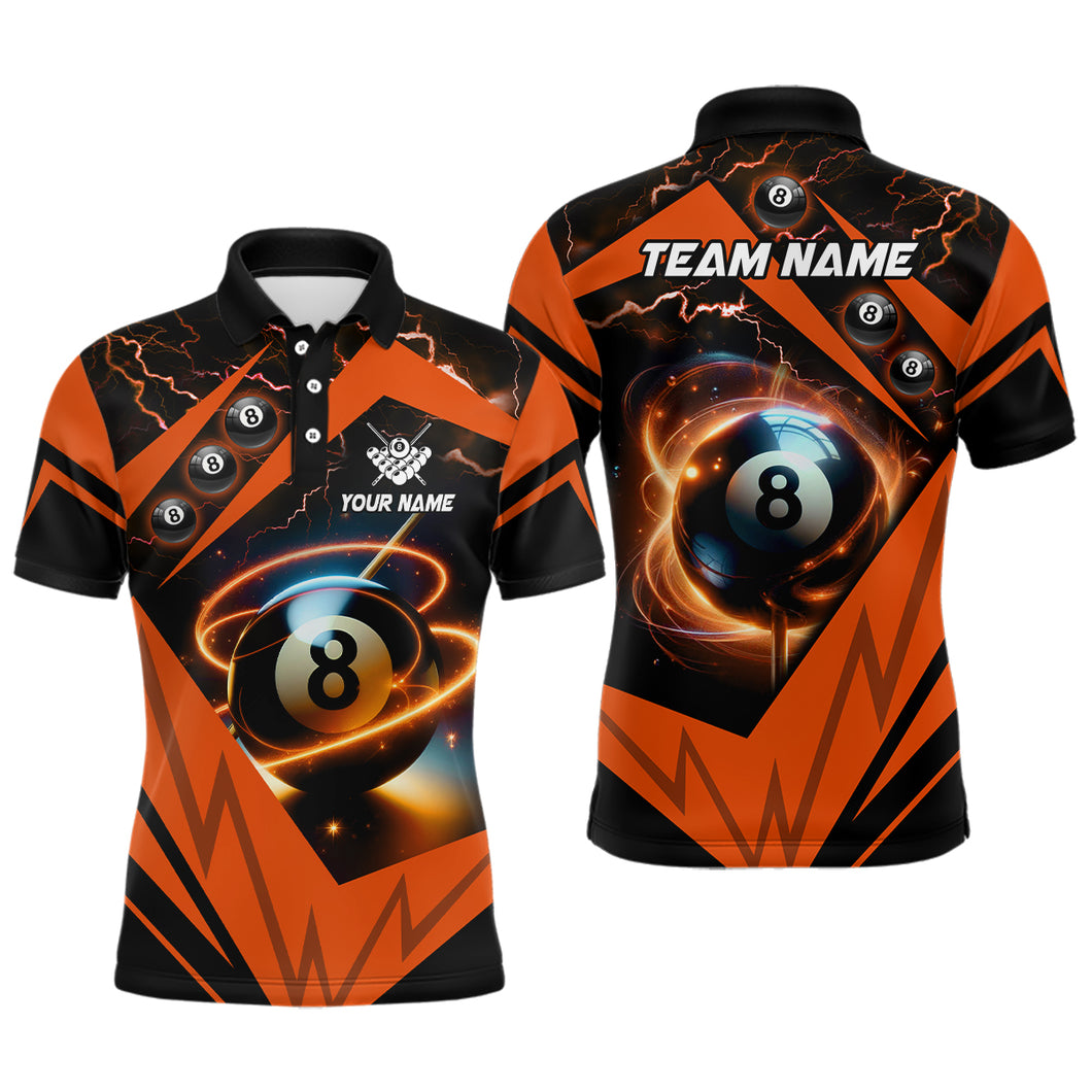 Orange 8 Ball Pool Billiard Jersey For Men Custom Billiard Polo Shirts Team League Billiard Shirts TDM1489