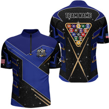 Load image into Gallery viewer, Personalized Galaxy 8 Ball Pool Billiard Shirts For Men Custom 8 Ball Billiard Attire Jersey |Blue TDM2294