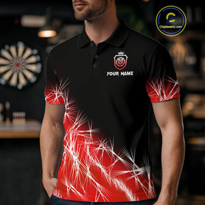 Red Icy Lights Men Darts Polo & Quarter Zip Custom Dart Shirts For Team Darts Jerseys Outfit TDM4640