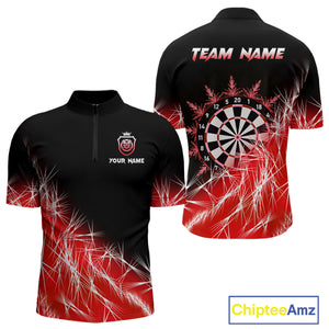 Red Icy Lights Men Darts Polo & Quarter Zip Custom Dart Shirts For Team Darts Jerseys Outfit TDM4640