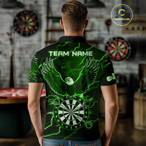 Personalized Thunder Lightning Eagle Green Darts Shirt Polo & Quarter Zip For Men Dart Team Jersey TDM4834