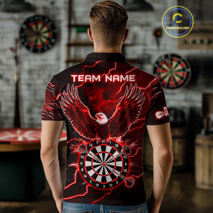 Personalized Thunder Lightning Eagle Red Darts Shirt Polo & Quarter Zip For Men Dart Team Jersey TDM4835