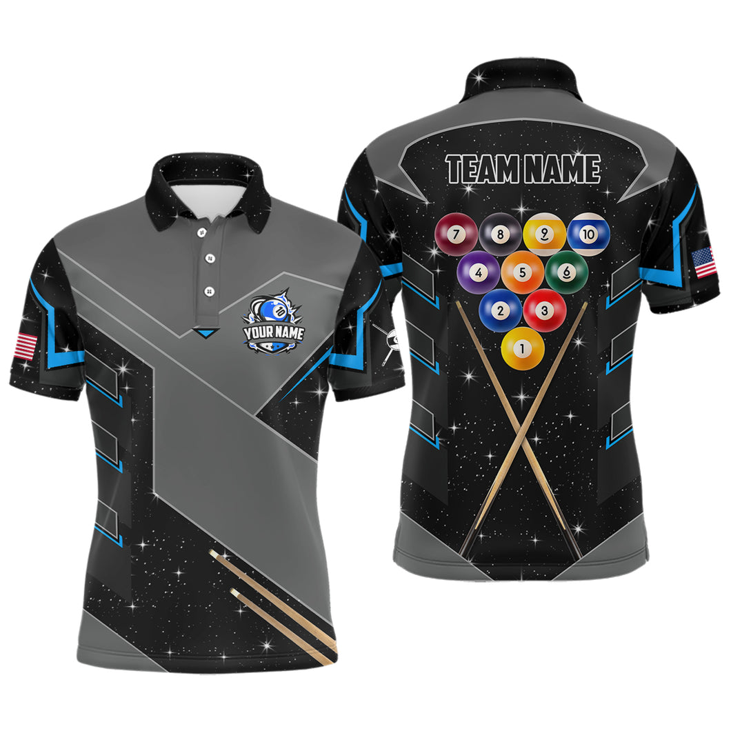 Personalized 10 Ball Pool Billiard Polo Shirts For Men Custom 10 Ball Billiards Attire Jerseys  TDM0959