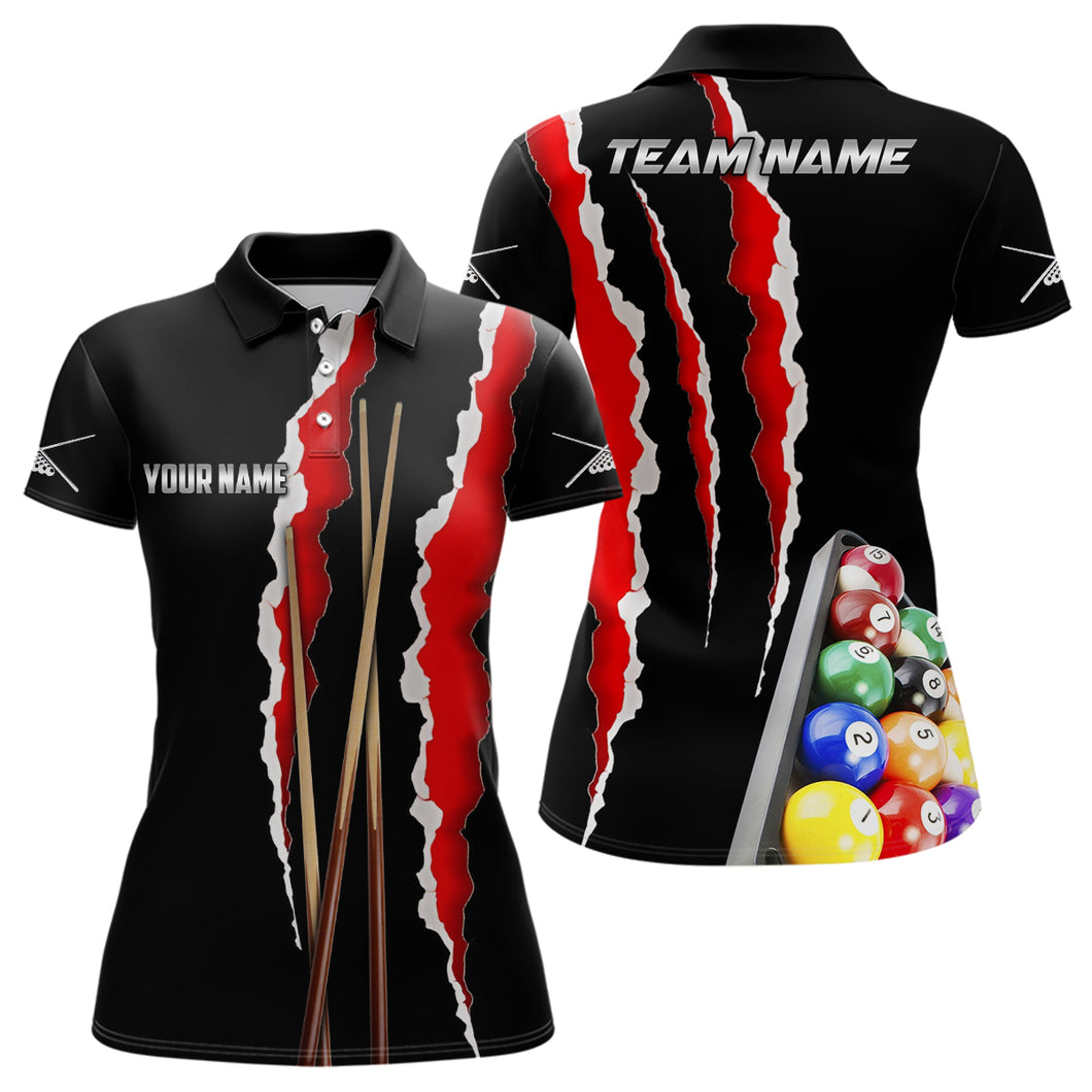 Personalized Billiard Cue Sport 3D Polo Shirts For Women, Custom Billiard Jerseys For Pool Player TDM0182