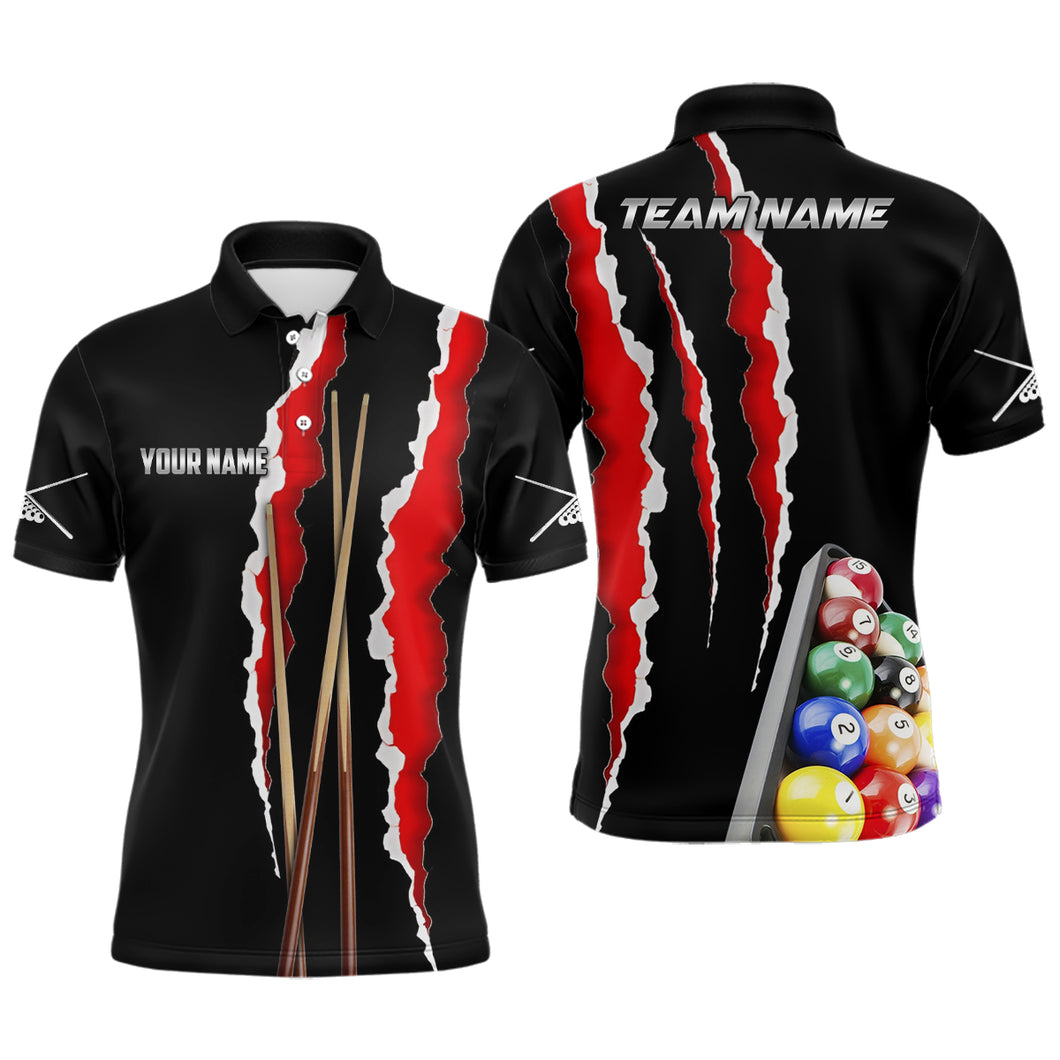 Personalized Billiard Cue Sport 3D Polo Shirts For Men, Custom Billiard Jerseys For Pool Player TDM0182