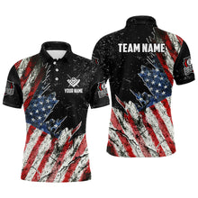 Load image into Gallery viewer, Personalized Grunge Retro American Flag Men Billiard Shirts Custom Patriotic US Billiard Jerseys TDM3291