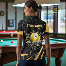 Load image into Gallery viewer, Black And Gold 8 Ball &amp; 9 Ball Glass Break Billiard Shirt For Women Custom Pool Team Jersey Outfit TDM6151