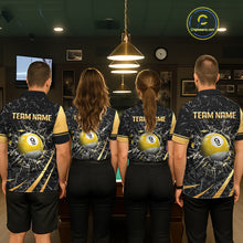 Load image into Gallery viewer, Black And Gold 8 Ball &amp; 9 Ball Glass Break Billiard Shirt For Women Custom Pool Team Jersey Outfit TDM6151