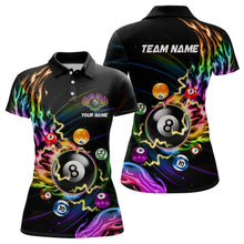 Load image into Gallery viewer, Personalized 3D Billiard Balls Colorful Fire Pool Shirts For Women Custom Lightning Billiard Jerseys TDM2088