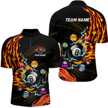 Load image into Gallery viewer, Personalized 3D Billiard Balls Fire Flame Pool Shirts For Men Custom Lightning Billiard Jerseys TDM2089