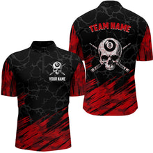 Load image into Gallery viewer, Black And Red 8 Ball Pool Cue Skull Custom Men Billiard Shirts, Billiard Jersey Billiard Team Shirt TDM3303