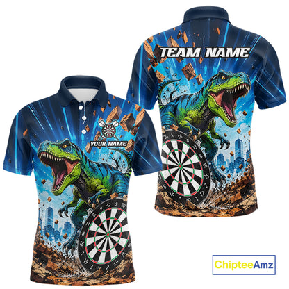 Custom Dinosaur Funny Darts Polo Shirt Designed for Personalized Darts Team Jerseys with Eye Catching Artwork, Premium Athletic Performance, and League Ready Style