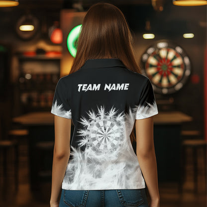 Icy Black White Light Women Darts Polo & Quarter Zip Shirts Custom Dart Shirts For Team Dart Jerseys TDM2832