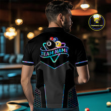 Load image into Gallery viewer, Personalized Holographic Billiard 8 Ball &amp; 9 Ball Pool Polo, 1/4 Zip For Men, Billiard Team Jersey TDM4253