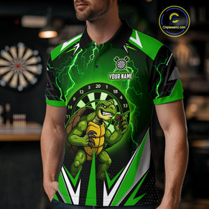Personalized Funny Turtle Darts Shirt For Men Custom Thunder Lightning Green Darts Team Jerseys TDM4664