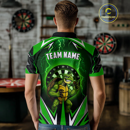 Personalized Funny Turtle Darts Shirt For Men Custom Thunder Lightning Green Darts Team Jerseys TDM4664