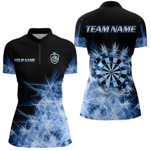 Blue Icy Light Womens Darts Polo & Quarter Zip Shirts Custom Dart Shirts For Team Darts Jerseys TDM3320