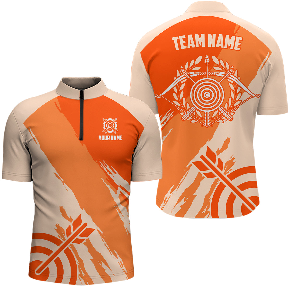 Personalized Orange Jerseys Archery Men Quarter-Zip Shirts Custom Archery Jerseys Shirts TDM0636