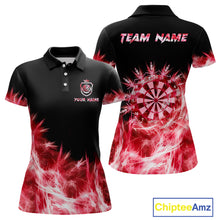Load image into Gallery viewer, Red Icy Lights Darts Polo &amp; Quarter Zip Custom Dart Shirts For Women Darts Team Jerseys Outfit TDM5323