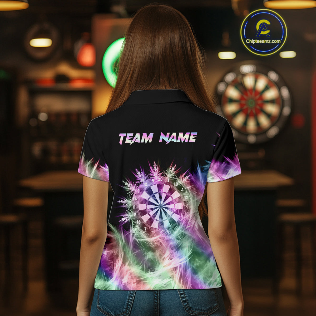 Icy Holographic Light Womens Darts Polo & Quarter Zip Shirts Custom Dart Shirt For Team Darts Jersey TDM5324