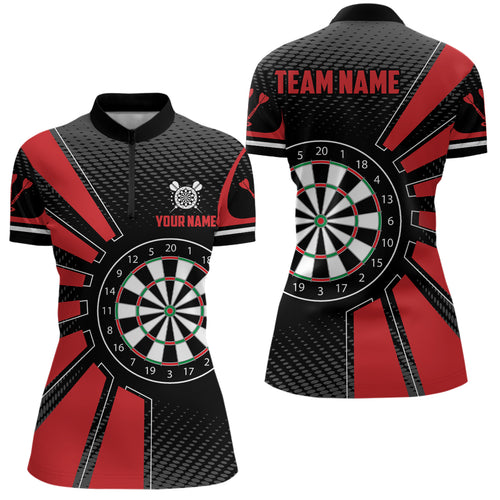 Personalized Black Red Dartboard Women Darts Quarter-Zip Shirts Custom Darts Team Jerseys TDM1339