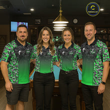 Load image into Gallery viewer, Green Camo 8 Ball Billiard Shirt For Men Custom Pool Team Shirt, Billiard Jersey Polo &amp; 1/4 Zip TDM6201