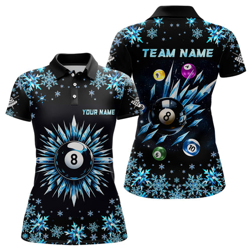 Personalized Blue Frozen 8 Ball Pool Billiard Shirts For Women Custom Billiard Balls Team Jerseys TDM1927