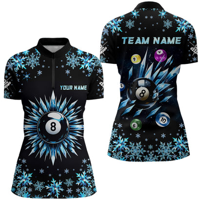 Personalized Blue Frozen 8 Ball Pool Billiard Shirts For Women Custom Billiard Balls Team Jerseys TDM1927