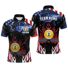 Load image into Gallery viewer, 9 Ball Pool Billiard Jerseys Custom Lightning American Flag Men Billiard Shirts, 9 Ball Team Shirts TDM2867