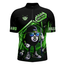 Load image into Gallery viewer, Green Funny 8 Ball Billiard Shirt For Men Custom Pool Team Shirt, Billiard Jersey Polo &amp; 1/4 Zip TDM5833