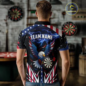 Custom American Flag Eagle Lightning Darts Shirt For Men, Patriotic Darts Jersey Polo & 1/4 Zip TDM4706