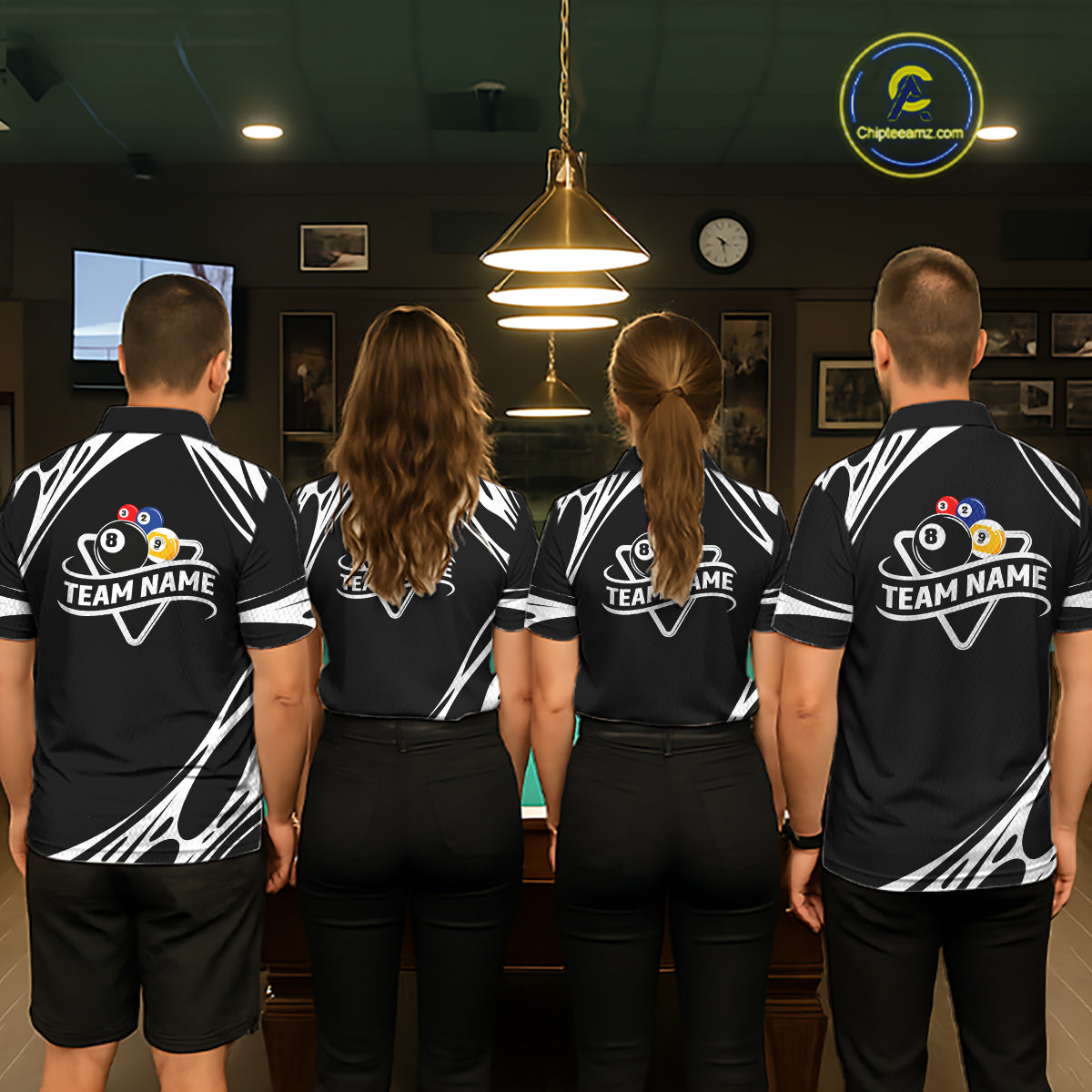 Personalized 8 Ball & 9 Ball Pool Billiard Polo, 1/4 Zip For Women Custom Team Billiard Jersey |White TDM5600