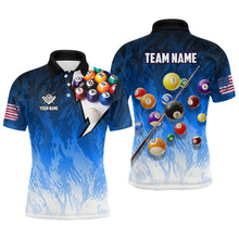 Load image into Gallery viewer, Personalized Blue Pool Player Billiard 8 Ball Polo &amp; 1/4 Zip For Men Custom Billiard Shirts Jerseys TDM3656