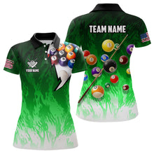Load image into Gallery viewer, Personalized Green Pool Player Billiard 8 Ball Polo &amp; 1/4 Zip For Women Custom Billiard Shirt Jerseys TDM3657