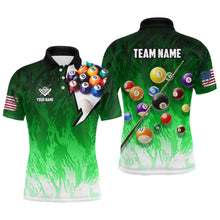 Load image into Gallery viewer, Personalized Green Pool Player Billiard 8 Ball Polo &amp; 1/4 Zip For Men Custom Billiard Shirt Jerseys TDM3657