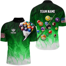 Load image into Gallery viewer, Personalized Green Pool Player Billiard 8 Ball Polo &amp; 1/4 Zip For Men Custom Billiard Shirt Jerseys TDM3657