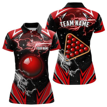 Personalized Snooker Thunder Lightning 3D Printed Women Billiard Shirt, Snooker Billiard Jerseys |Red TDM1942