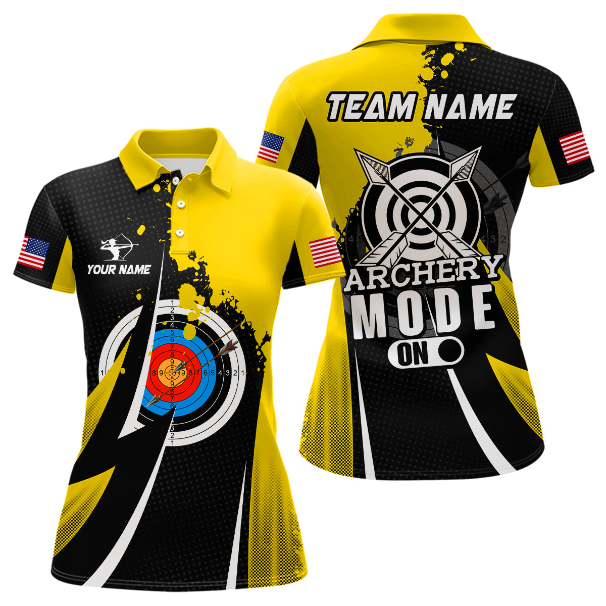 Personalized Yellow Jerseys Archery Mode On Polo Shirts For Women Custom Archery Jerseys Team Shirts TDM0672