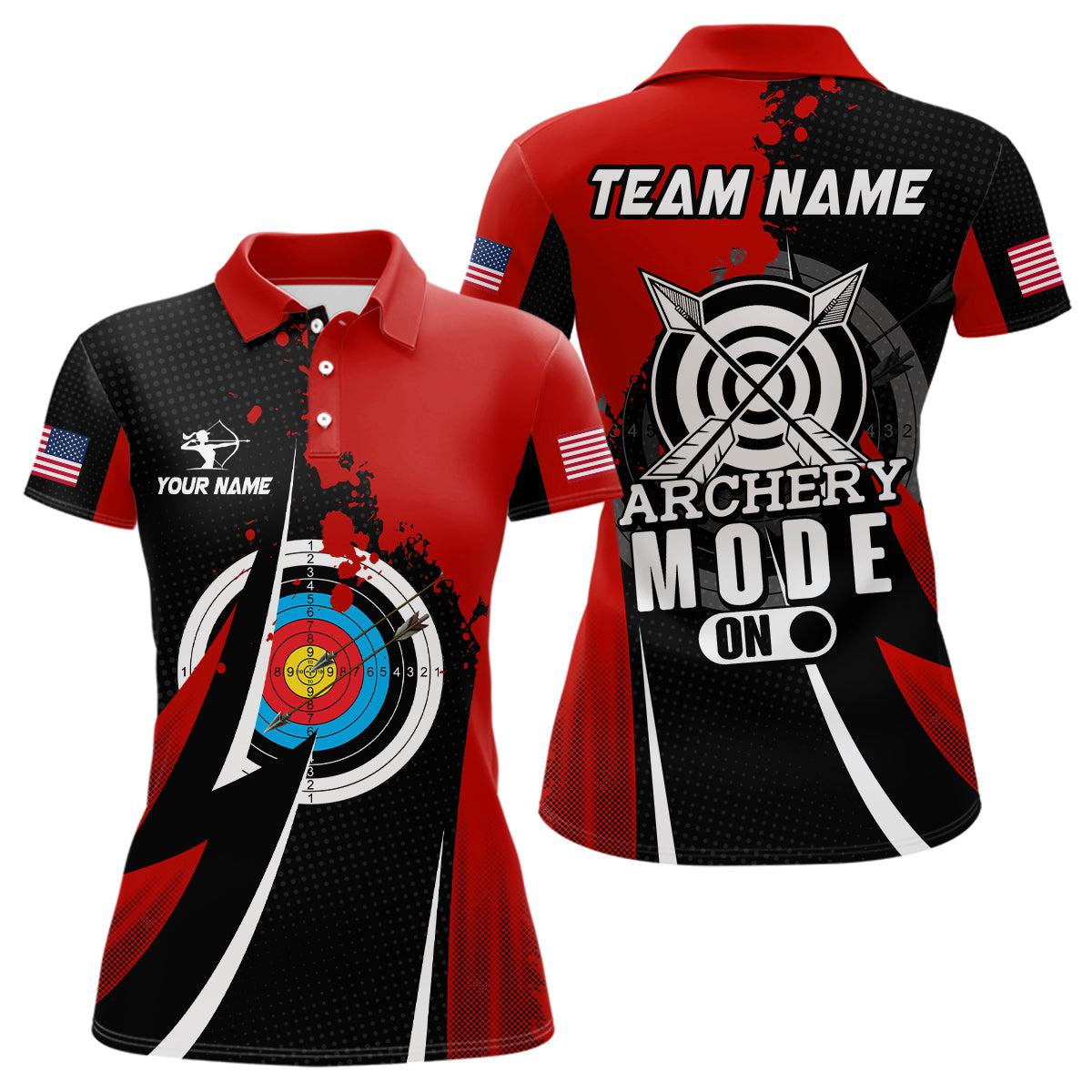 Personalized Red Jerseys Archery Mode On Polo Shirts For Women Custom Archery Jerseys Team Shirts TDM0670
