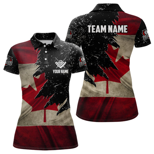 Personalized Retro Canada Flag Billiard Shirts For Women Custom Patriotic Billiard Jerseys Uniform TDM1570