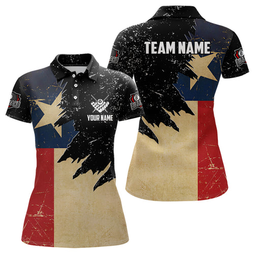 Personalized Retro Texas Flag Billiard Shirts For Women Custom Patriotic Billiard Jerseys Uniform TDM1571