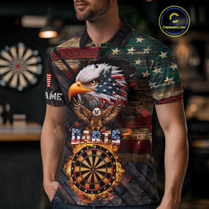 American Flag 3D Dartboard Fire Flame Custom Eagle Darts Shirt For Men, Patriotic Dart Team Jersey TDM4717