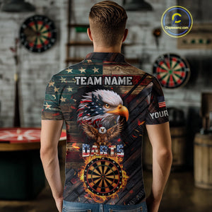 American Flag 3D Dartboard Fire Flame Custom Eagle Darts Shirt For Men, Patriotic Dart Team Jersey TDM4717