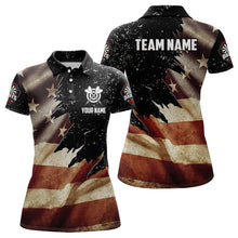 Load image into Gallery viewer, Personalized Retro American Flag Dart Polo Shirts For Women Custom Patriotic Dart Jerseys Uniform TDM1173
