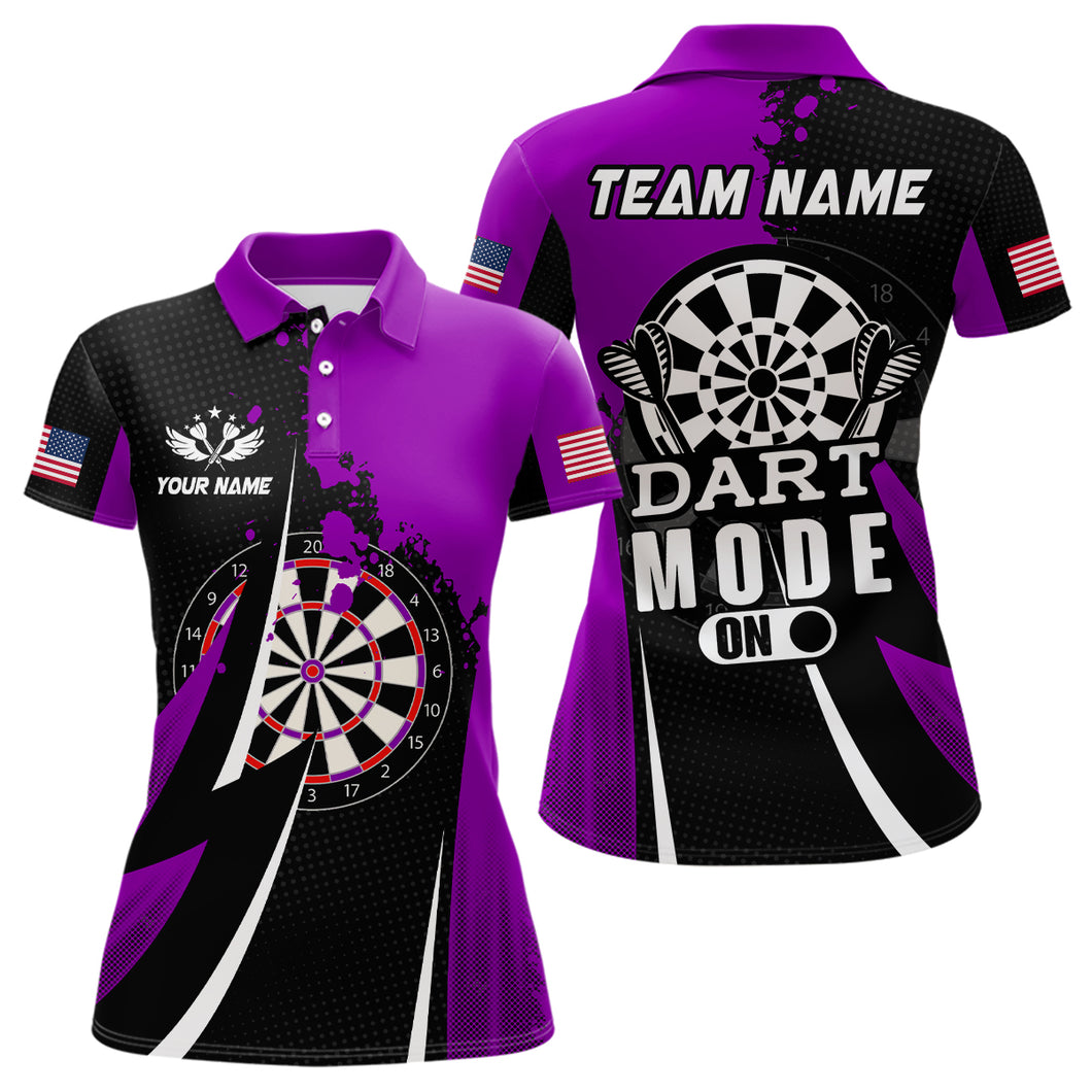 Personalized Purple Dart Mode On Women Darts Polo Shirts Custom Name Darts Jersey Team Shirts TDM1174