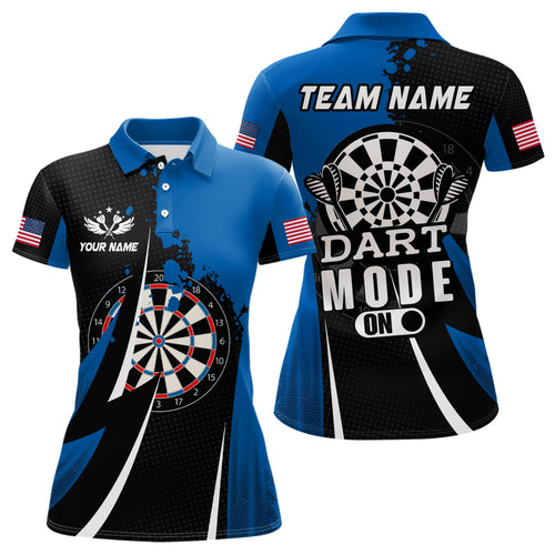 Personalized Blue Dart Mode On Women Darts Polo Shirts Custom Name Darts Jersey Team Shirts TDM1175