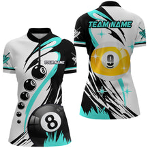 Load image into Gallery viewer, Personalized Billiard 8 Ball &amp; 9 Ball Pool Shirts For Women Custom Billiard Team Jerseys | Turquoise TDM2410