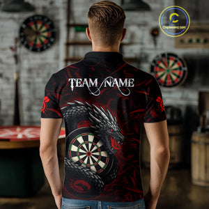 Black And Red Dragon Darts Shirt For Men Custom Darts League Team Jersey Polo & Quarter Zip TDM4723