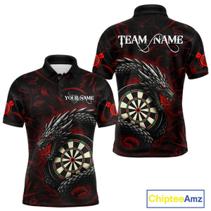 Black And Red Dragon Darts Shirt For Men Custom Darts League Team Jersey Polo & Quarter Zip TDM4723